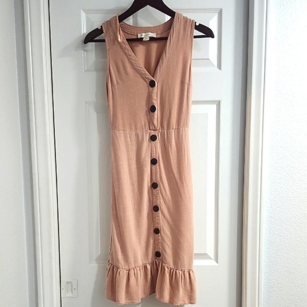 Monteau Sleeveless Ruffle Hem Dress in - Peach Color